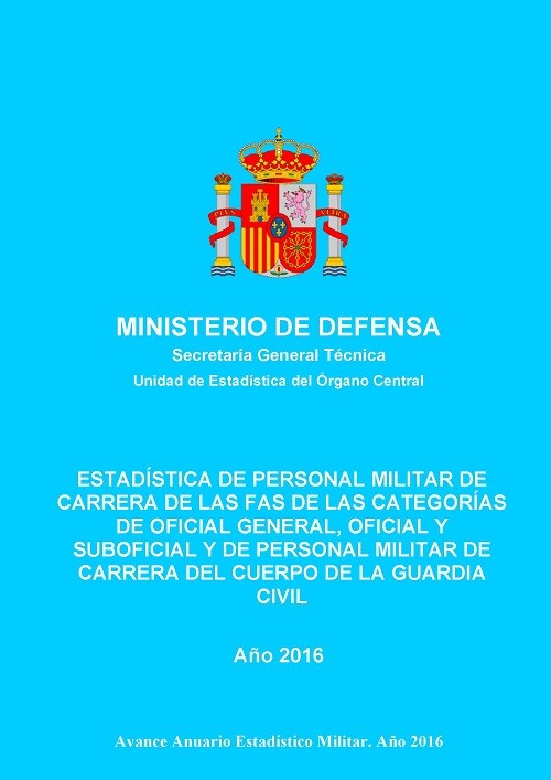 ESTADÍSTICA DE PERSONAL MILITAR DE CARRERA DE LAS FAS DE LAS CATEGORÍAS DE OFICIAL GENERAL, OFICIAL Y SUBOFICIAL Y DE PERSONAL MILITAR DE CARRERA DEL CUERPO DE LA GUARDIA CIVIL 2016