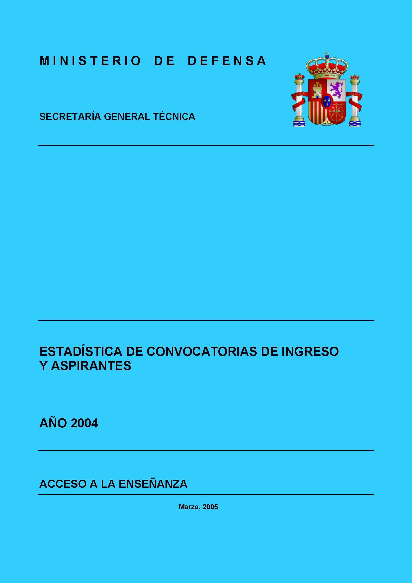 ESTADÍSTICA DE CONVOCATORIAS DE INGRESO Y ASPIRANTES 2004