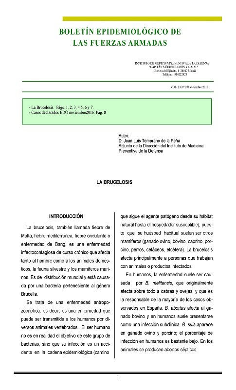 BOLETÍN EPIDEMIOLÓGICO DE LAS FUERZAS ARMADAS