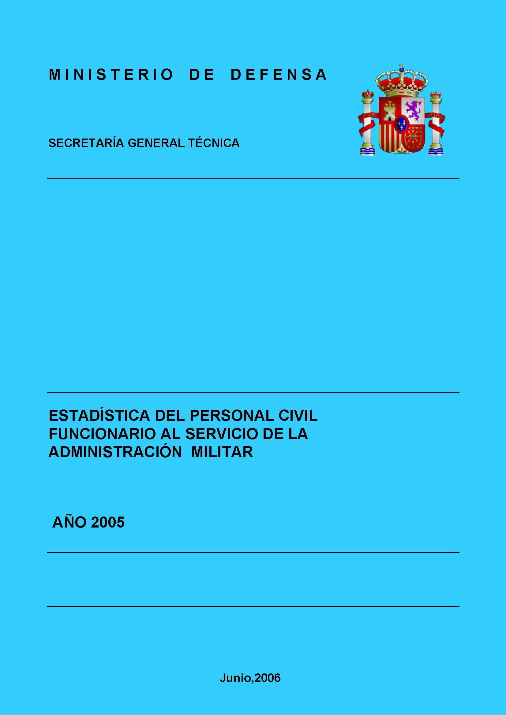 ESTADÍSTICA DEL PERSONAL CIVIL FUNCIONARIO AL SERVICIO DE LA ADMINISTRACIÓN MILITAR 2005