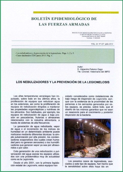 BOLETÍN EPIDEMIOLÓGICO DE LAS FUERZAS ARMADAS. VOL. 20. Nº 237. JULIO 2013