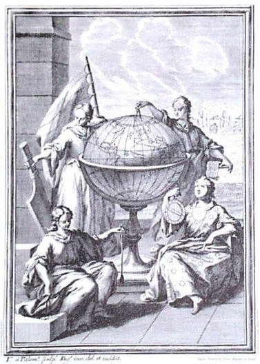 ALEGORICA A LA ASTRONOMIA.GEODESIA Y NAVEGACION 1768 4 MUSAS