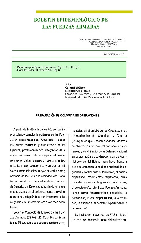 BOLETÍN EPIDEMIOLÓGICO DE LAS FUERZAS ARMADAS