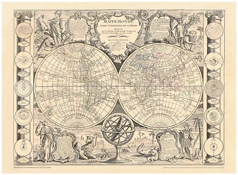 LÁMINA MAPPE-MONDE. CARTE UNIVERSELLE DE LA TERRE 1817 (J.B. NOLIN)