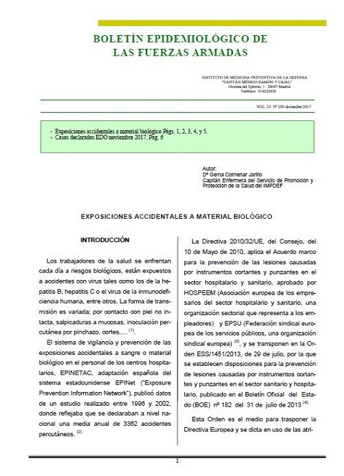 BOLETÍN EPIDEMIOLÓGICO DE LAS FUERZAS ARMADAS