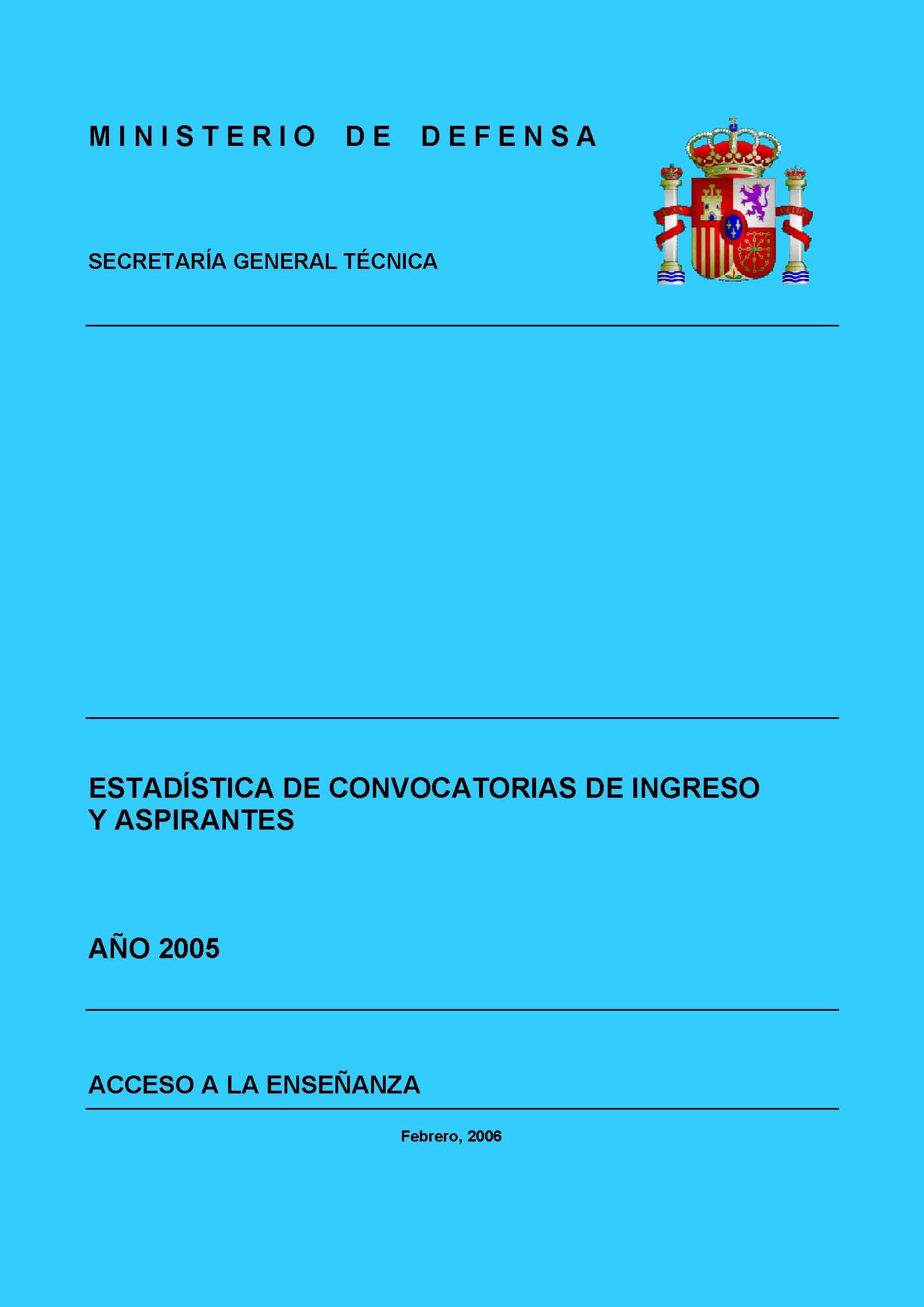ESTADÍSTICA DE CONVOCATORIAS DE INGRESO Y ASPIRANTES 2005