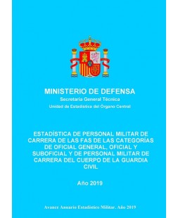 Estadística de personal militar de carrera de las FAS de las categorías de oficial general, oficial y suboficial y de personal militar de carrera del cuerpo de la Guardia Civil 2019